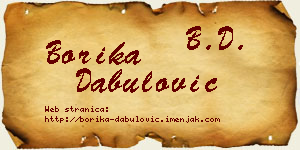 Borika Dabulović vizit kartica